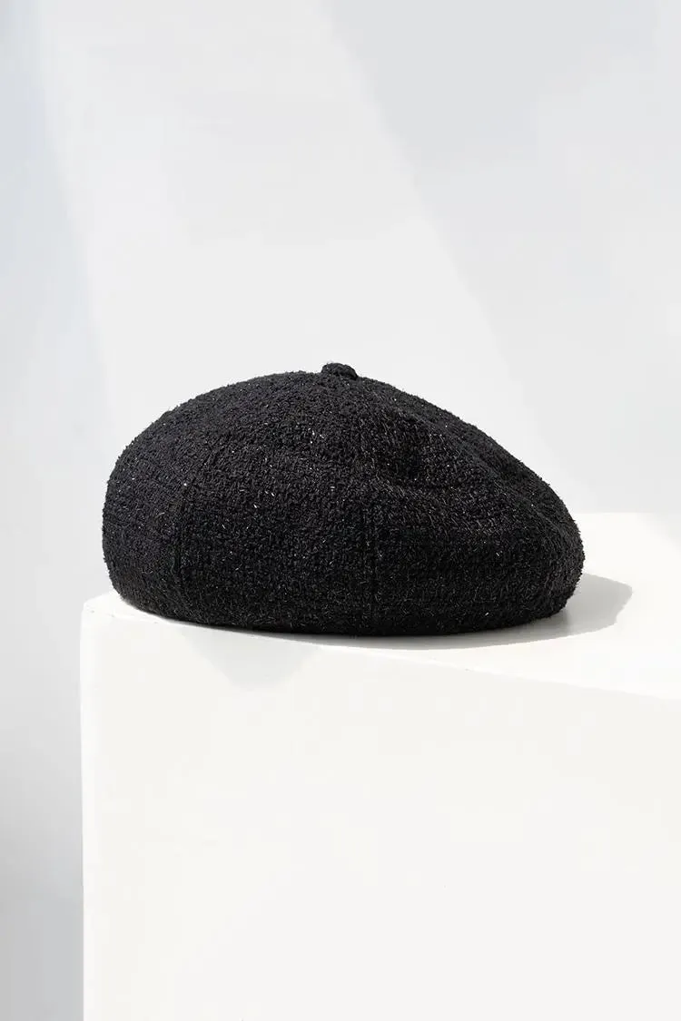 Wool Blend Vintage Tweed Beret Hat