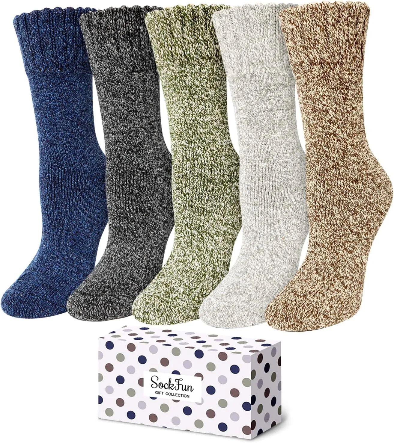 Wool Socks for Women and Men - Retro Vintage Striped, Warm Winter Woolen, Stocking Stuffers