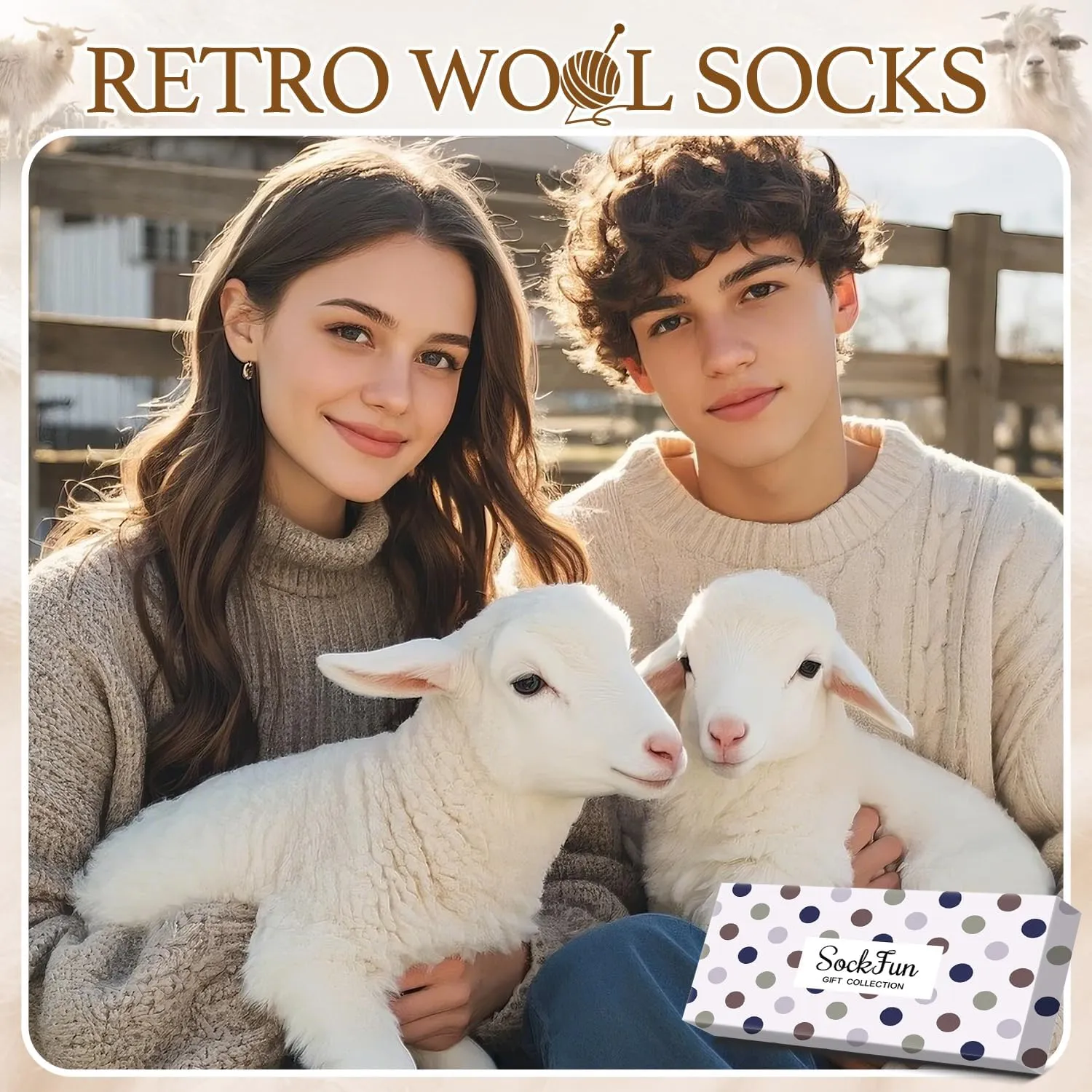 Wool Socks for Women and Men - Retro Vintage Striped, Warm Winter Woolen, Stocking Stuffers