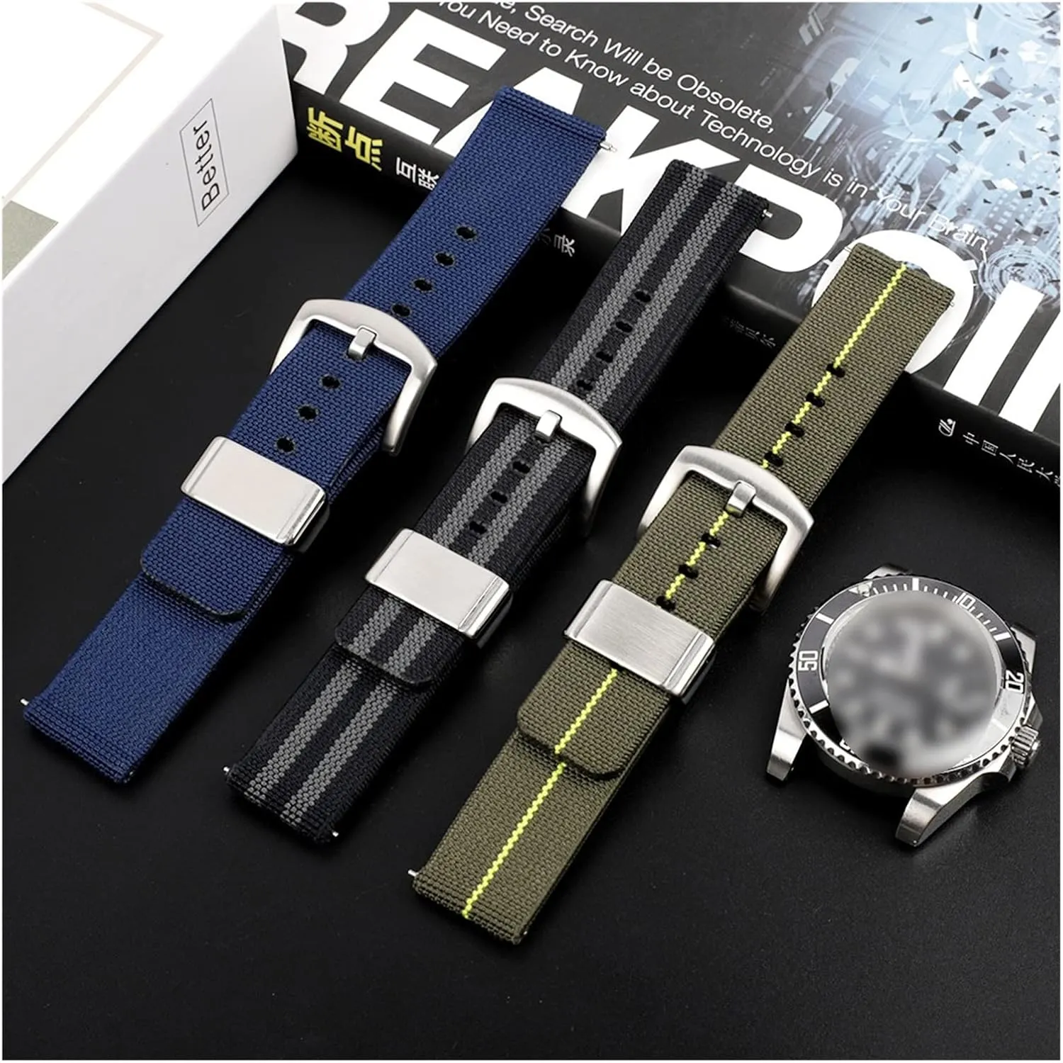 Woven Nylon Strap 18mm 20mm 22mm 24mm Canvas Sport Band Smart Watch Wrist Strap Quick Release Watch Band Watch Accessories