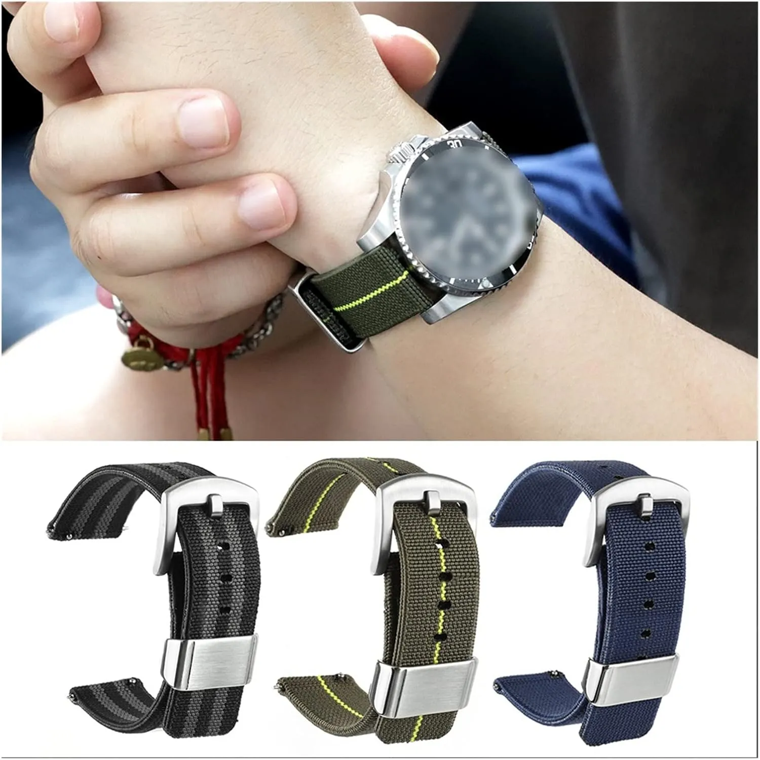 Woven Nylon Strap 18mm 20mm 22mm 24mm Canvas Sport Band Smart Watch Wrist Strap Quick Release Watch Band Watch Accessories