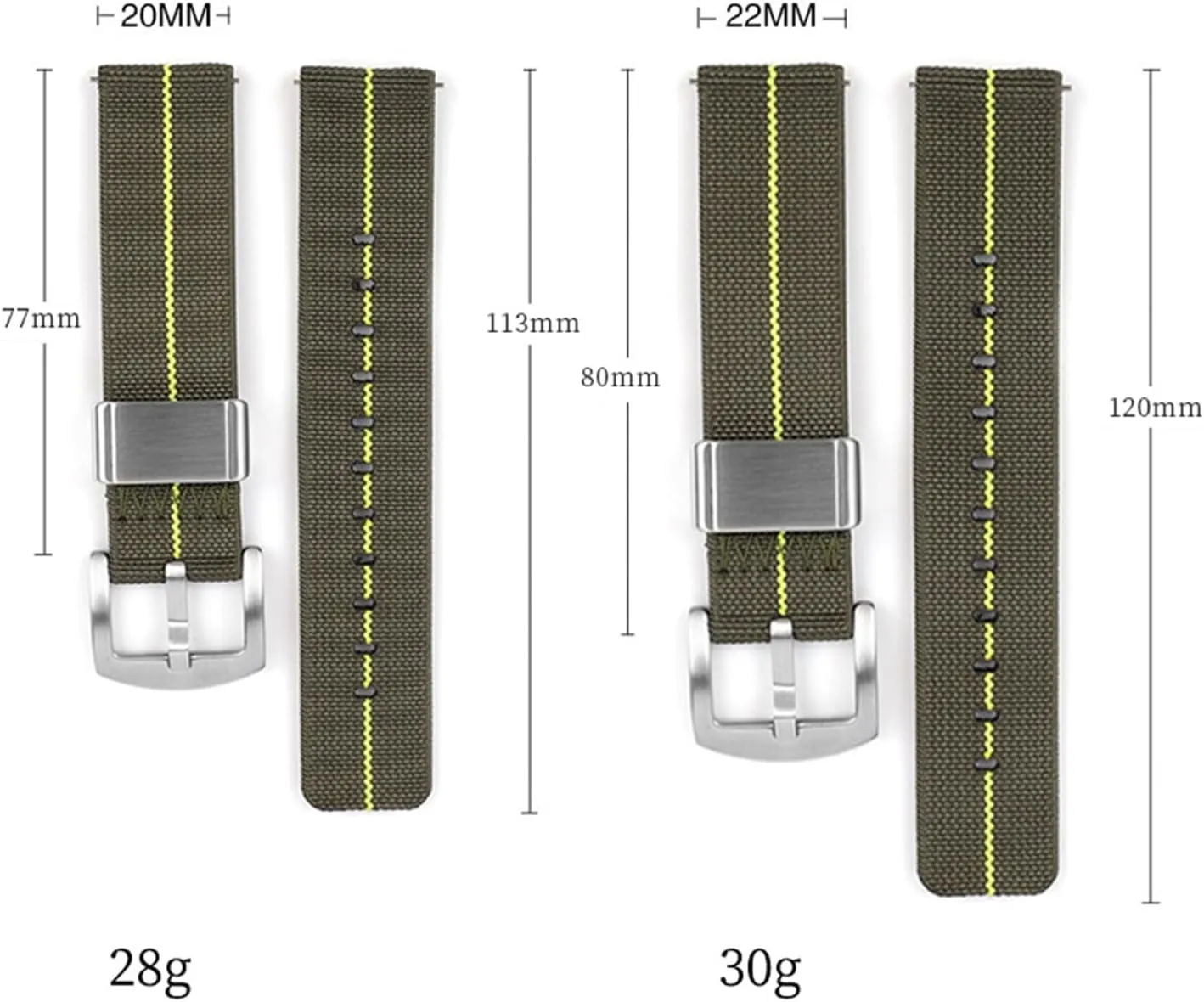 Woven Nylon Strap 18mm 20mm 22mm 24mm Canvas Sport Band Smart Watch Wrist Strap Quick Release Watch Band Watch Accessories