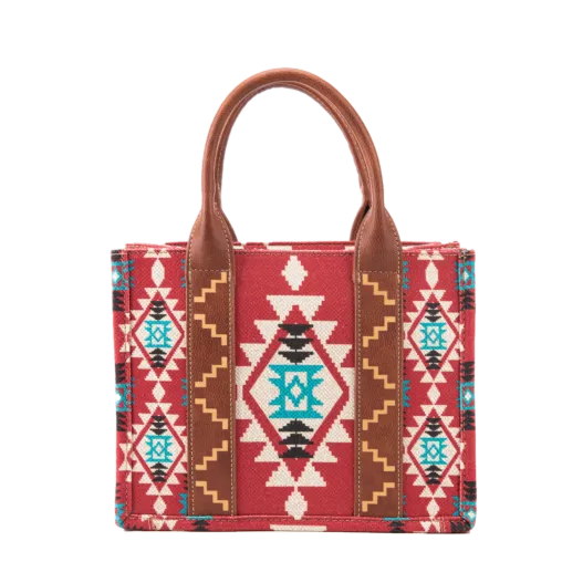 Wrangler Ladies Southwestern Small Burgundy Crossbody Tote Bag WG2203-8120SBDY