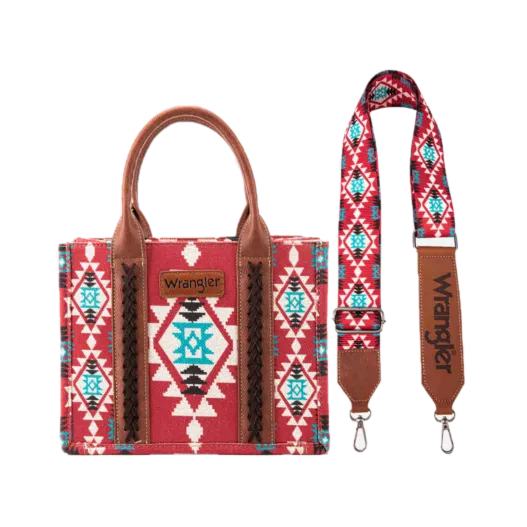 Wrangler Ladies Southwestern Small Burgundy Crossbody Tote Bag WG2203-8120SBDY