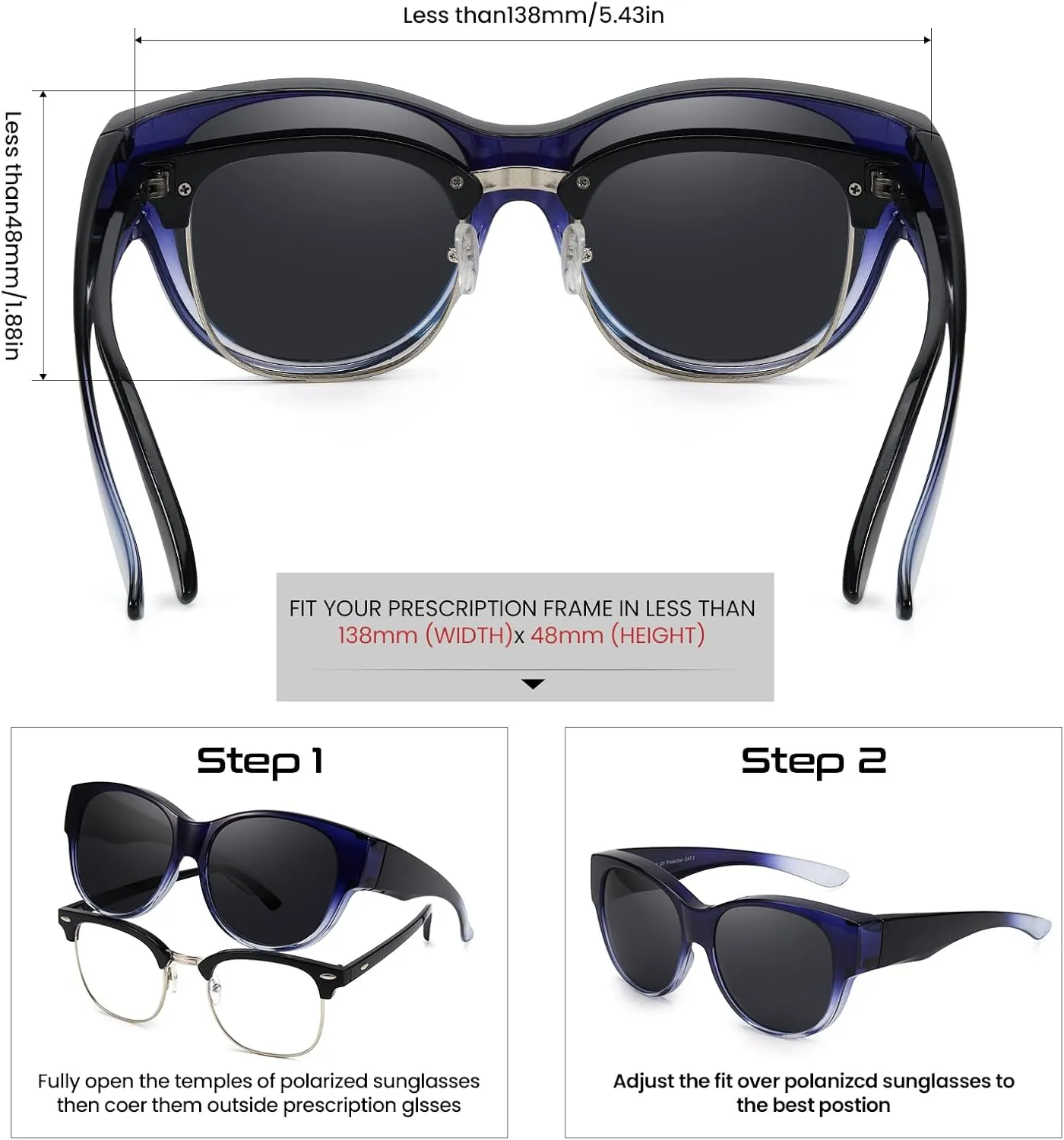 Xfeel Polarized Sunglasses Over Glasses for Women Trendy Shades Over Prescription Eyeglasses Sun Glasses