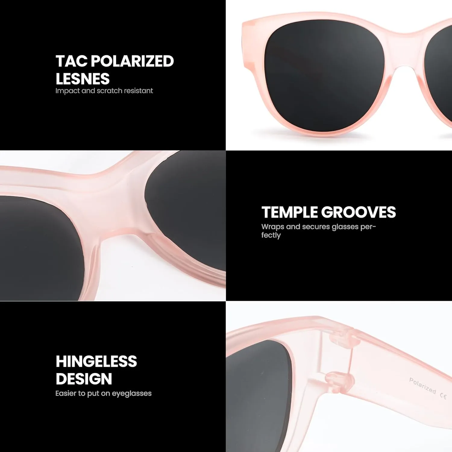 Xfeel Polarized Sunglasses Over Glasses for Women Trendy Shades Over Prescription Eyeglasses Sun Glasses