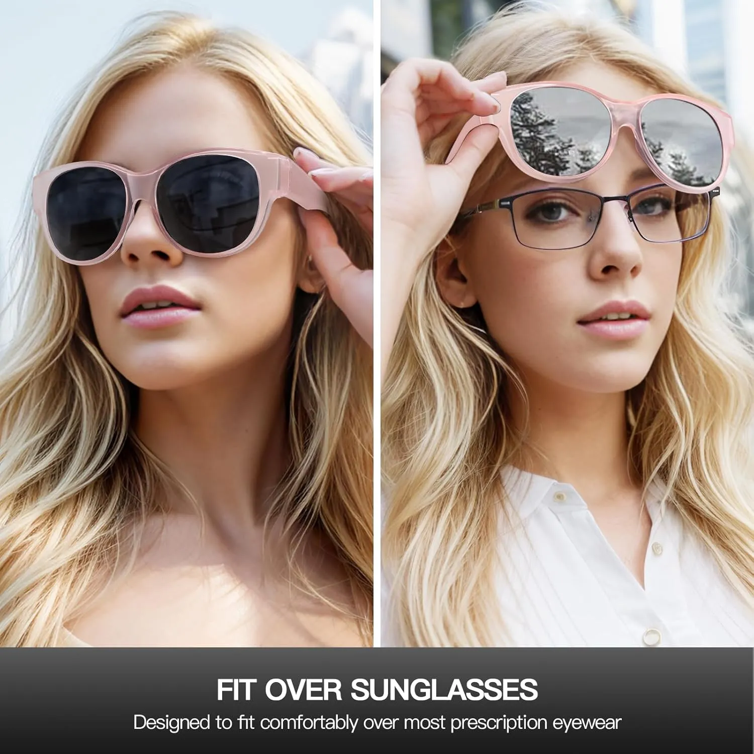Xfeel Polarized Sunglasses Over Glasses for Women Trendy Shades Over Prescription Eyeglasses Sun Glasses