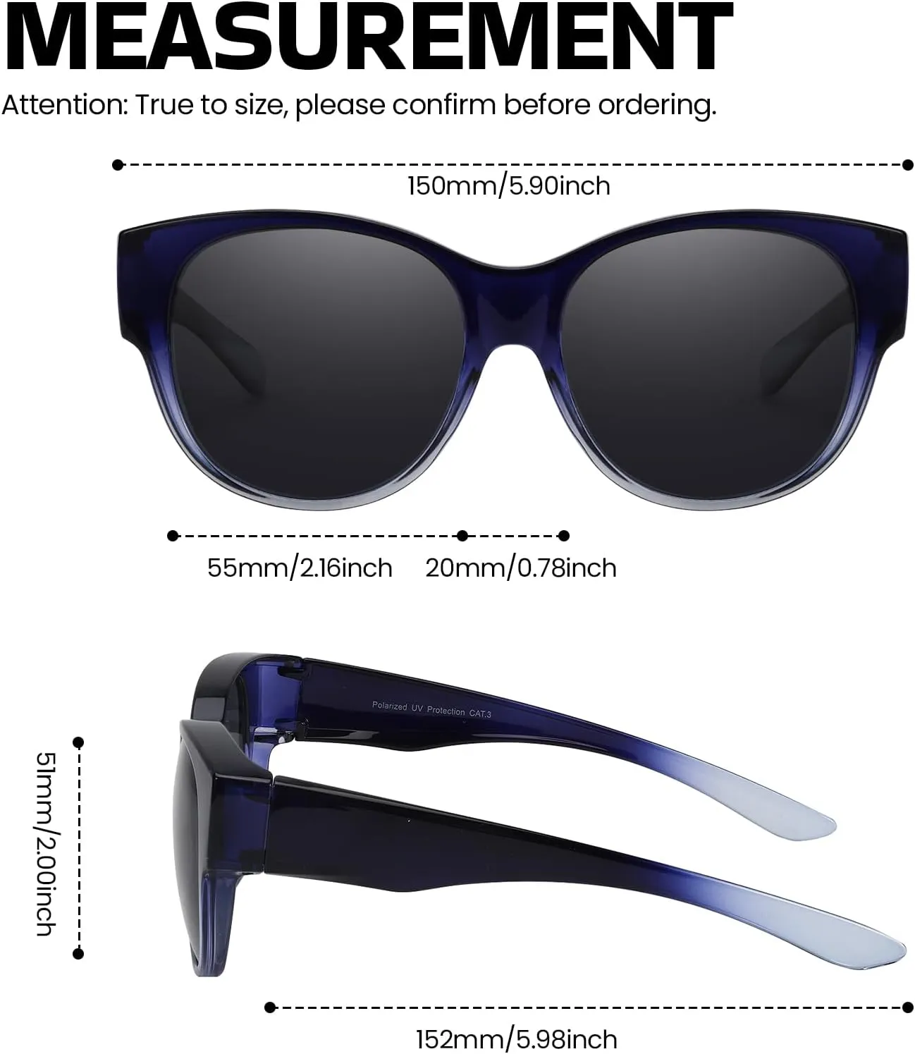 Xfeel Polarized Sunglasses Over Glasses for Women Trendy Shades Over Prescription Eyeglasses Sun Glasses