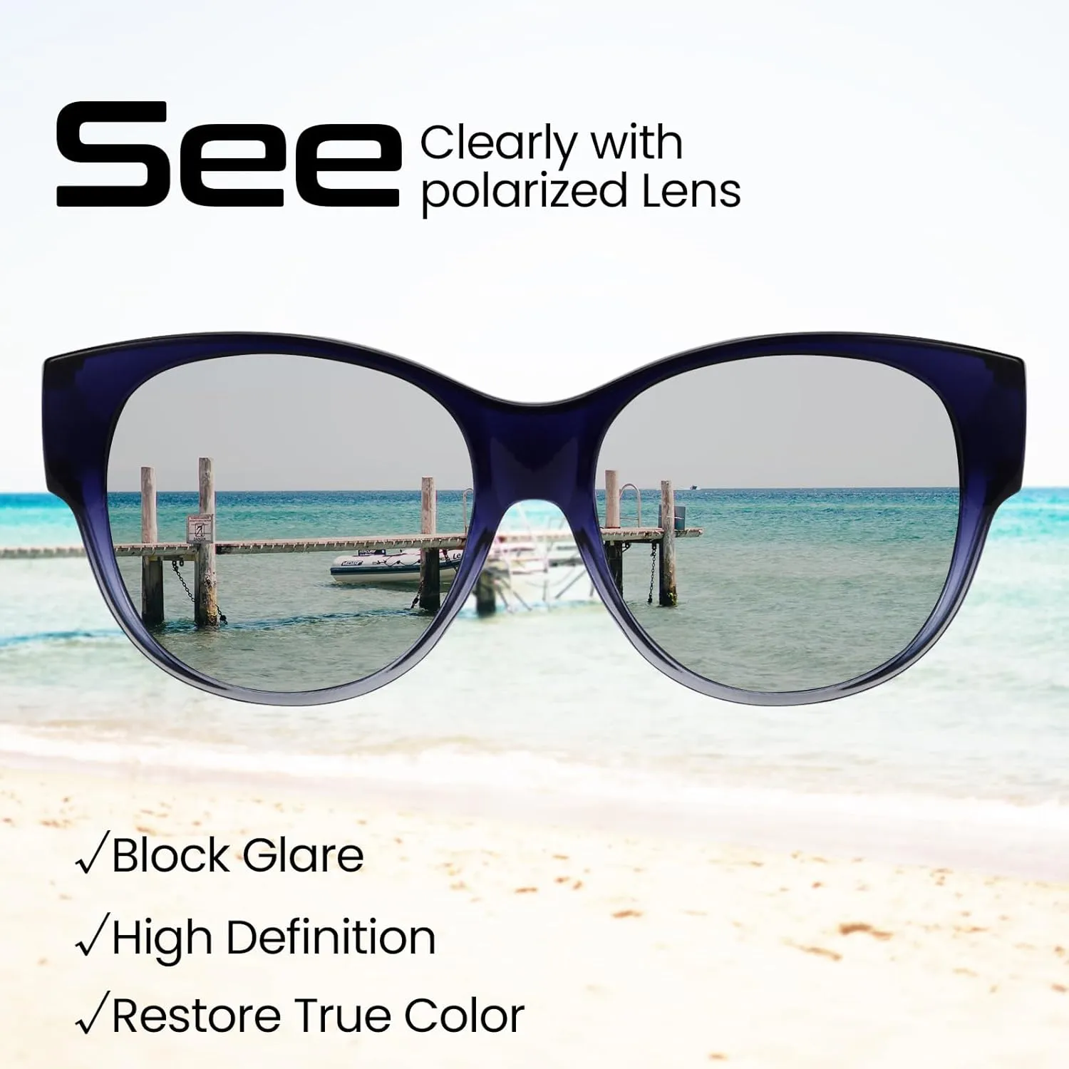 Xfeel Polarized Sunglasses Over Glasses for Women Trendy Shades Over Prescription Eyeglasses Sun Glasses