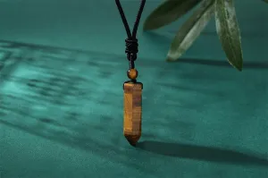 XIANNVXI Tiger Eye Adjustable Rope Hexagonal Point Pendant Necklaces Tiger Eye Adjustable Rope Rectangle Pendant Necklaces