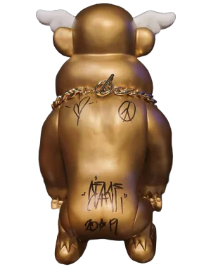 Xlarge Gorilla Dcon Cartoon OG 2019 Gold Signed Embellished Art by D*Face- Dean Stockton