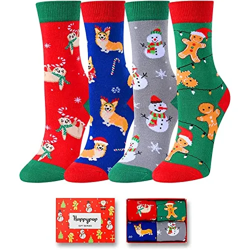 Xmas Gifts, Novelty Christmas Gifts for Kids, Christmas Presents, Stocking Stuffers, Santa Socks, Best Secret Santa Gifts, Holiday Socks for Boys Girls, Funny Children Christmas Socks, Gifts for 7-10 Years Old