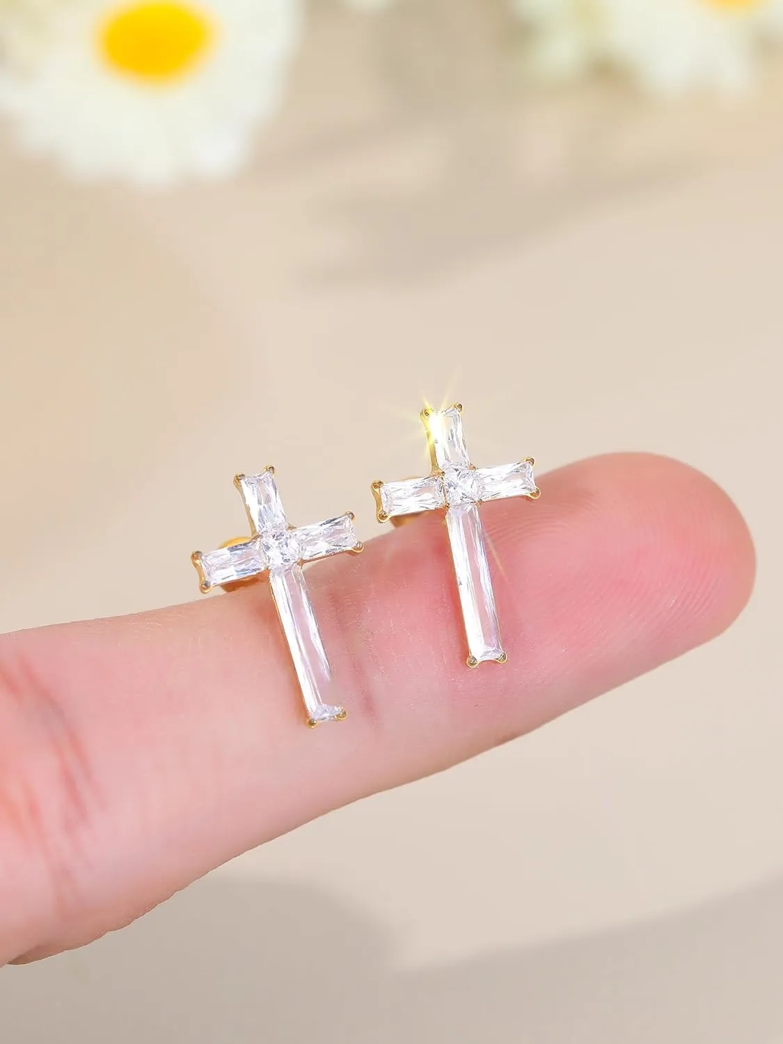 Xpircn G23 Titanium Flat Back Stud Earrings 16G 8mm Cartilage Tragus Conch Helix Piercing Jewelry 1 Pair, Silver/Gold