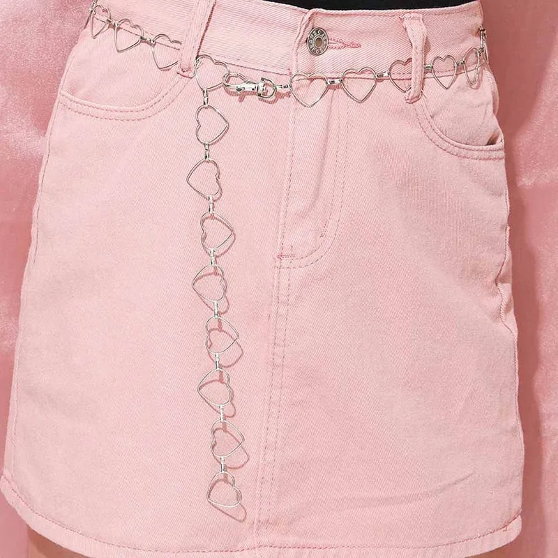 Y2K Heart Belt Chain