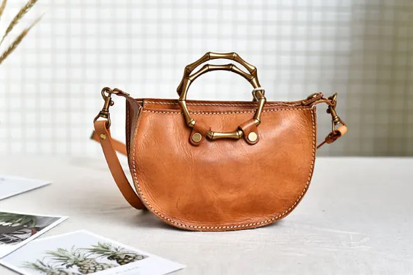 YAAGLE Fashion Metal Handles Genuine Leather Cross Body Bag YG377