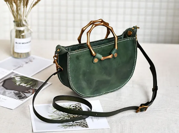 YAAGLE Fashion Metal Handles Genuine Leather Cross Body Bag YG377