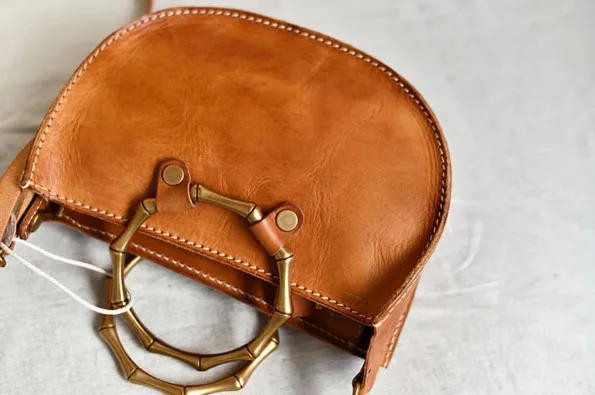 YAAGLE Fashion Metal Handles Genuine Leather Cross Body Bag YG377