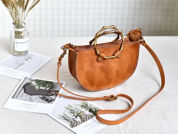 YAAGLE Fashion Metal Handles Genuine Leather Cross Body Bag YG377