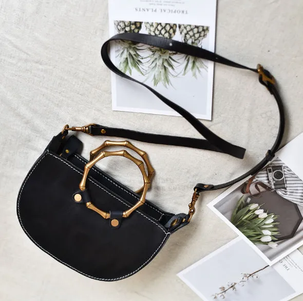 YAAGLE Fashion Metal Handles Genuine Leather Cross Body Bag YG377
