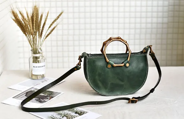 YAAGLE Fashion Metal Handles Genuine Leather Cross Body Bag YG377
