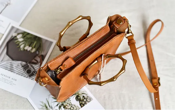 YAAGLE Fashion Metal Handles Genuine Leather Cross Body Bag YG377