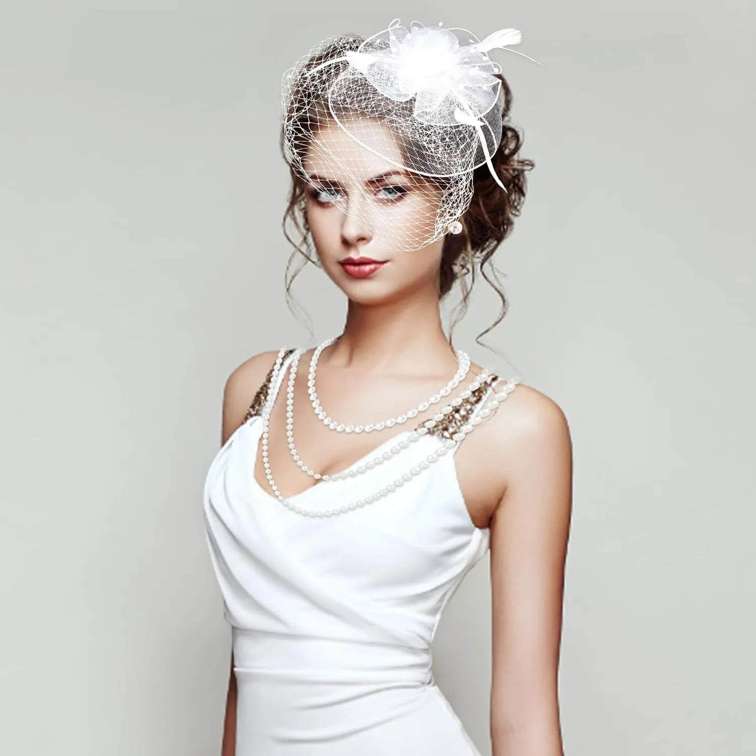 Yewong Fascinators Hat for Women Tea Party Pillbox Kentucky Derby Hat Hair Clip Gloves Necklace