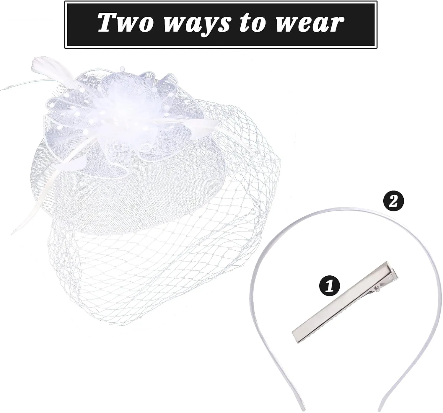 Yewong Fascinators Hat for Women Tea Party Pillbox Kentucky Derby Hat Hair Clip Gloves Necklace