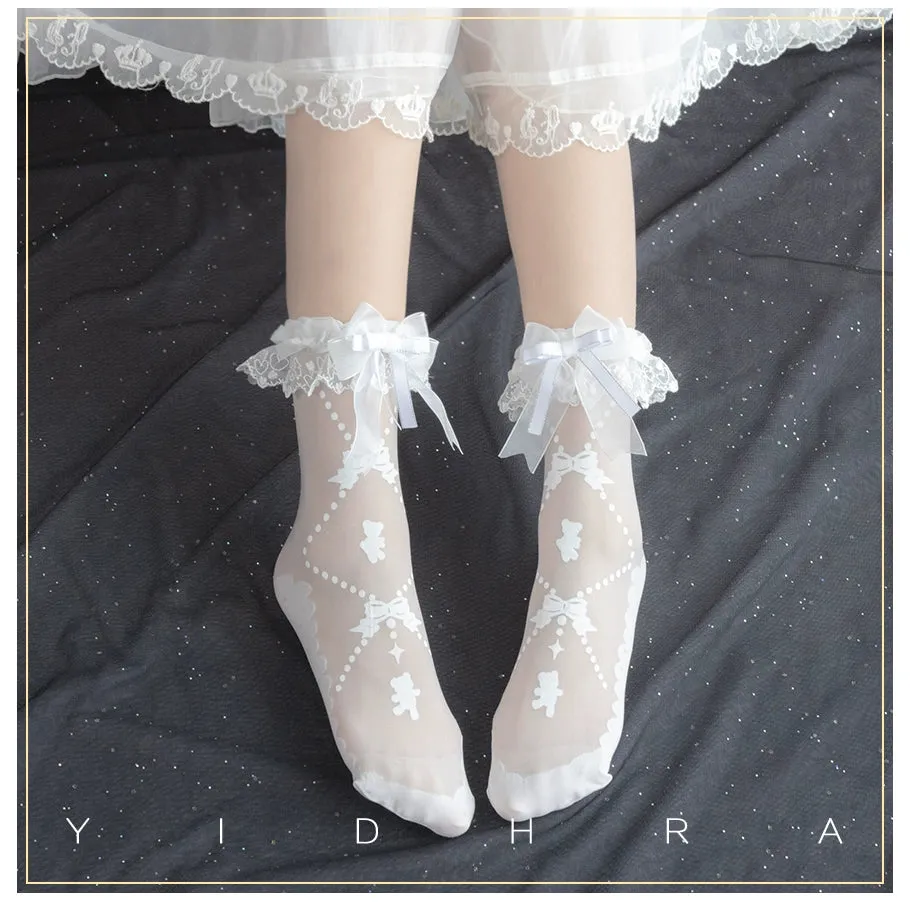Yidhra~Bear Gummy and Milk Candy Bunny~Sweet Lolita Short Socks Lovely Socks