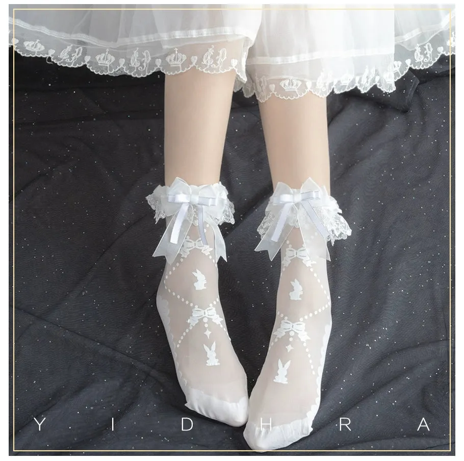 Yidhra~Bear Gummy and Milk Candy Bunny~Sweet Lolita Short Socks Lovely Socks