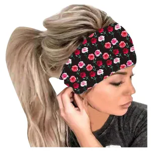 YOLAI Headbands for Women Boho Head Bands Elastic Headbands Soft Fabric Hair Bands for Workout Yoga Running (Black, One Size)