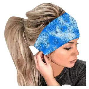 YOLAI Headbands for Women Elastic Hair Bands for Women Soft Cloth Fabric Headbands Yoga Running Sport Hair Accessories (Blue, One Size)