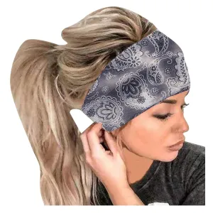YOLAI Headbands for Women Elastic Hair Bands for Women Soft Cloth Fabric Headbands Yoga Running Sport Hair Accessories (Grey, One Size)