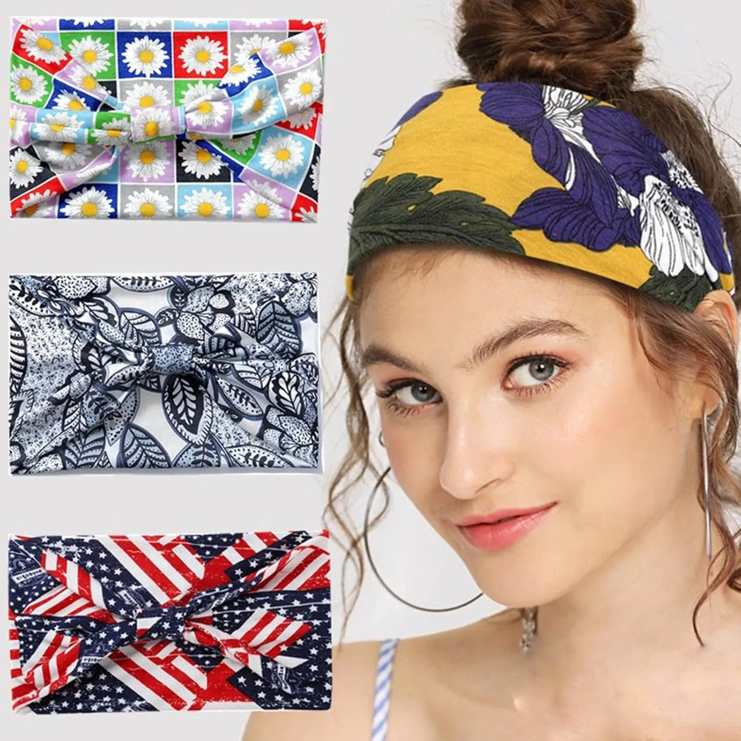 YOLAI Headbands For Women Elastic Headband Yoga Head Bands Women's Hair Band Workout Hairbands Girls Accessories (Blue, One Size)