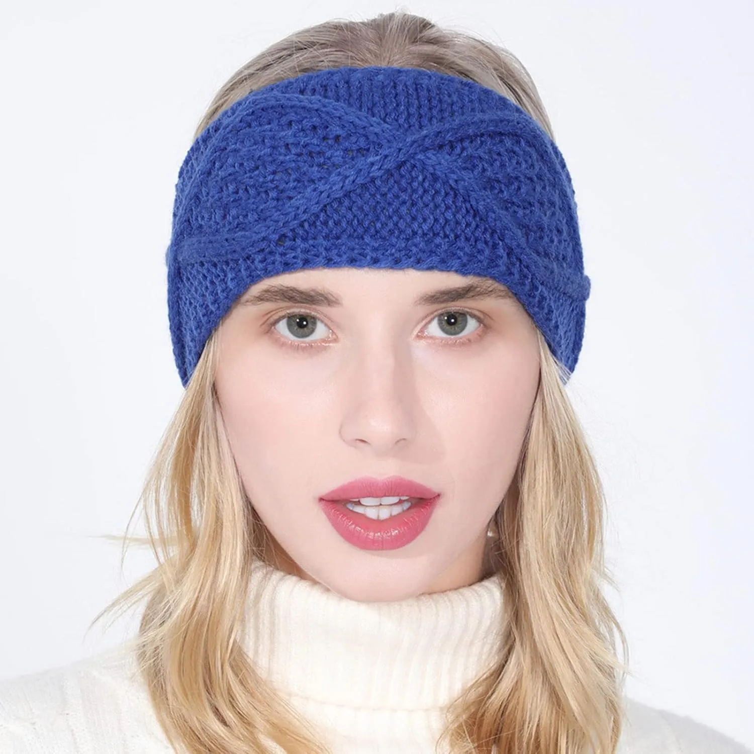 YOLAI Headbands for Women Fashion Wide Hairband Sports Yoga Workout Head Bands for Makeup Washing Face (Blue, One Size)