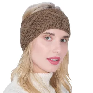 YOLAI Headbands for Women Fashion Wide Hairband Sports Yoga Workout Head Bands for Makeup Washing Face (Khaki, One Size)