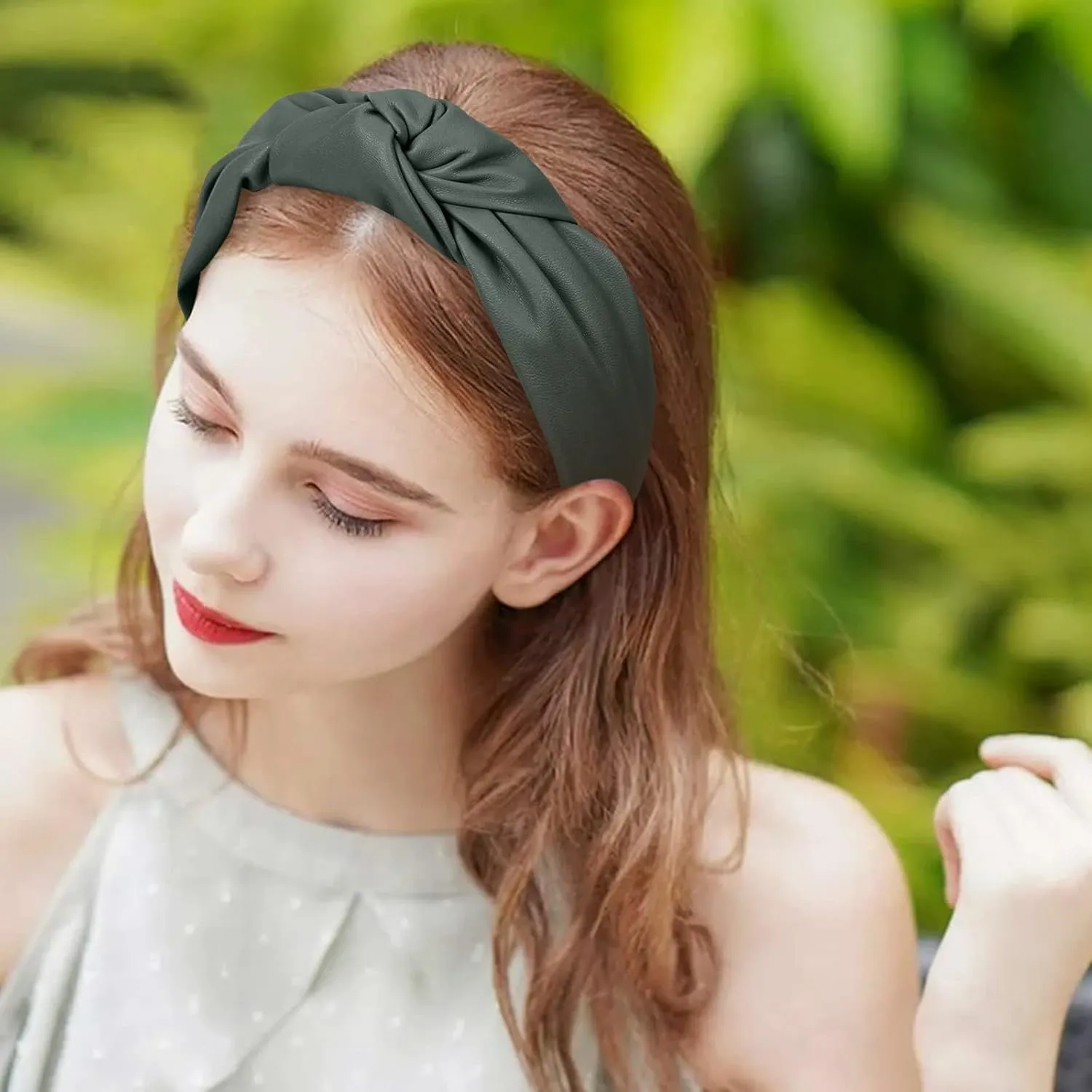 YOLAI Headbands for Women Girls Elastic Head Bands Hair Long Thick Hairband Non Slip Wide Hairhoop (Green, One Size)