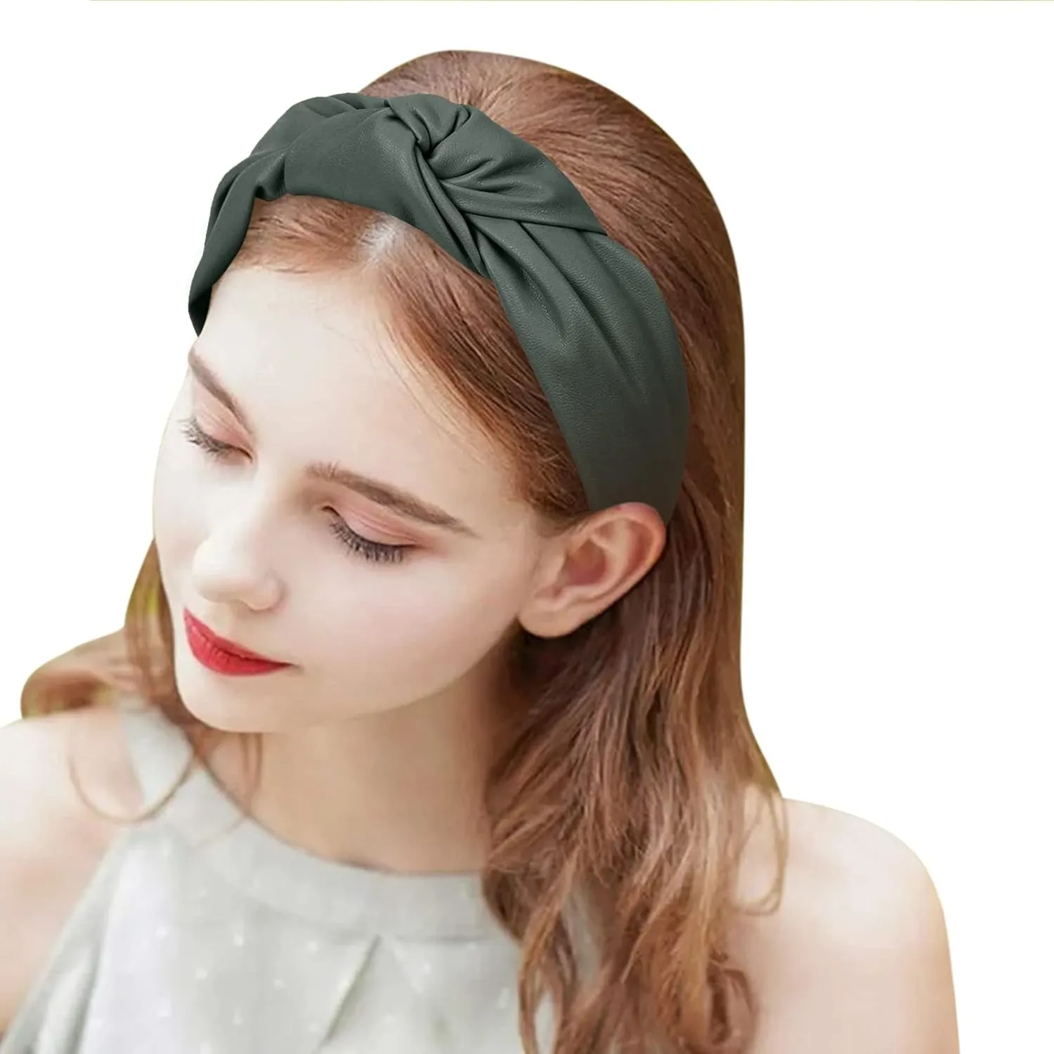 YOLAI Headbands for Women Girls Elastic Head Bands Hair Long Thick Hairband Non Slip Wide Hairhoop (Green, One Size)