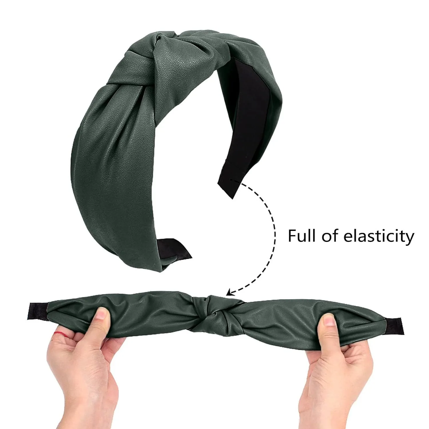 YOLAI Headbands for Women Girls Elastic Head Bands Hair Long Thick Hairband Non Slip Wide Hairhoop (Green, One Size)