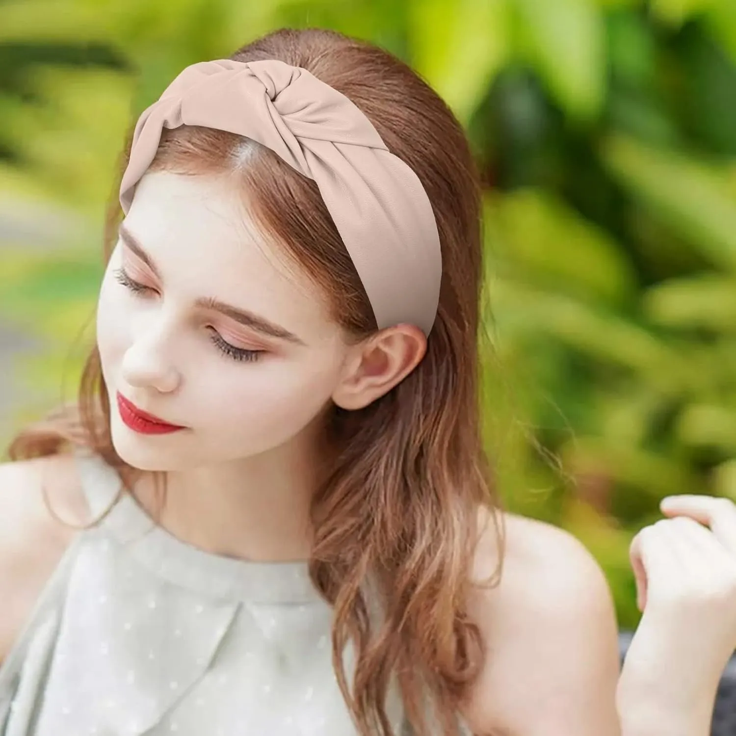 YOLAI Headbands for Women Girls Elastic Head Bands Hair Long Thick Hairband Non Slip Wide Hairhoop (Khaki, One Size)