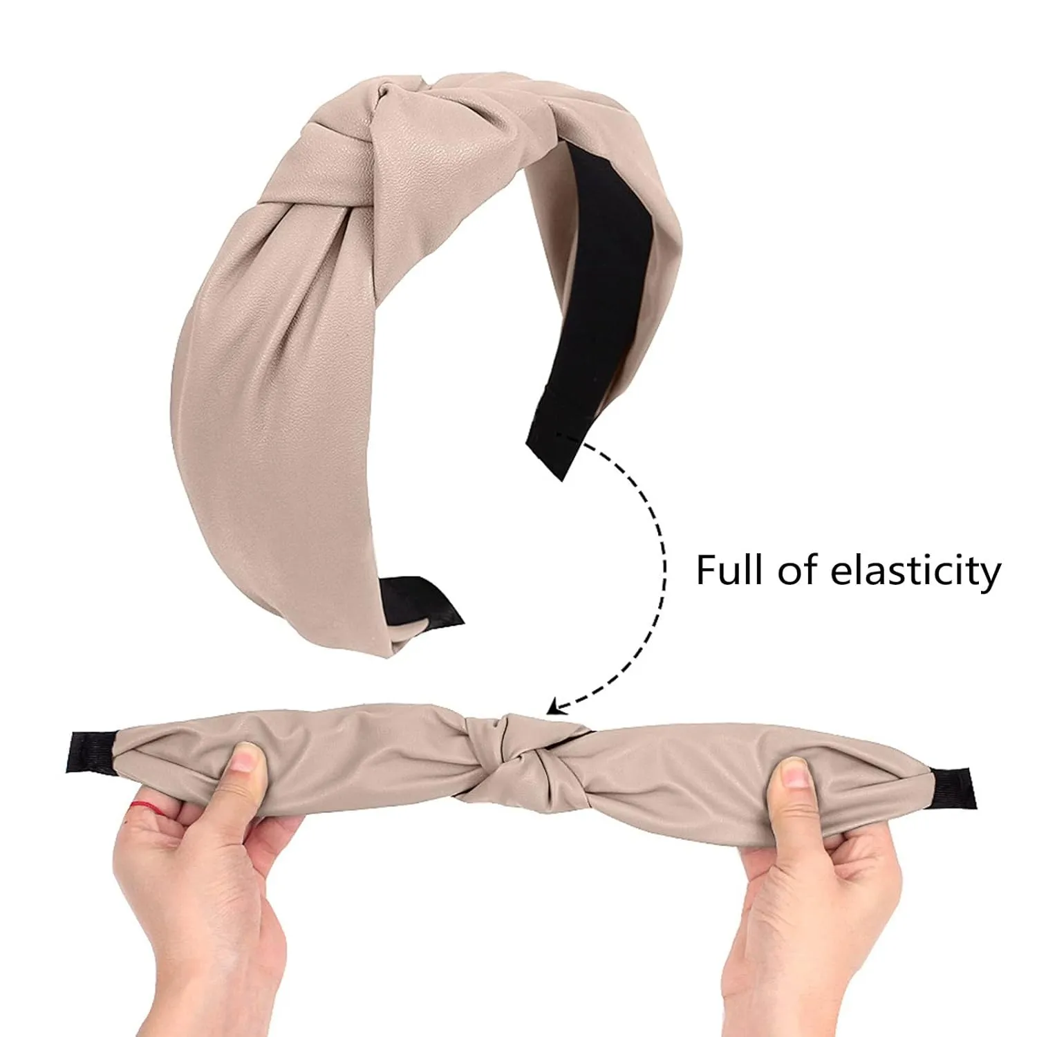 YOLAI Headbands for Women Girls Elastic Head Bands Hair Long Thick Hairband Non Slip Wide Hairhoop (Khaki, One Size)