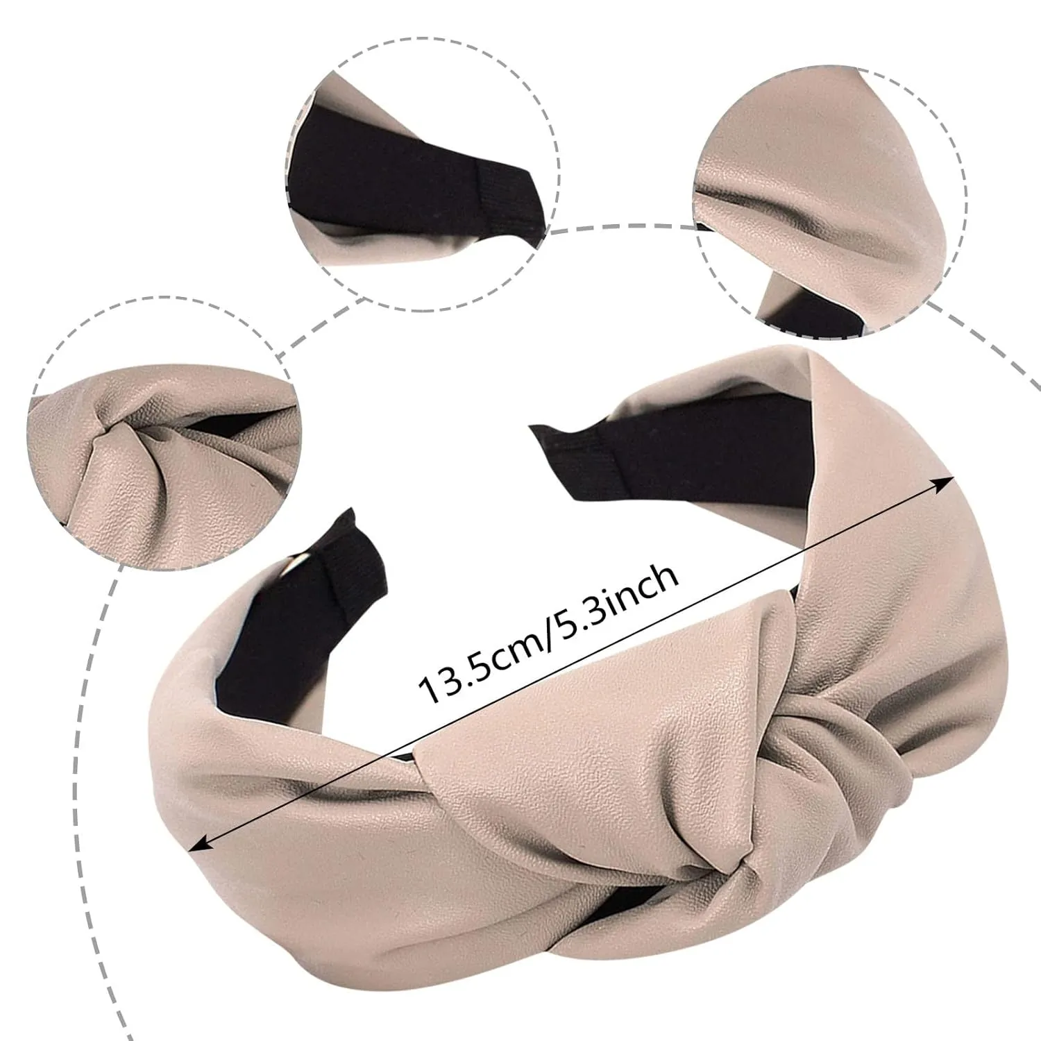 YOLAI Headbands for Women Girls Elastic Head Bands Hair Long Thick Hairband Non Slip Wide Hairhoop (Khaki, One Size)