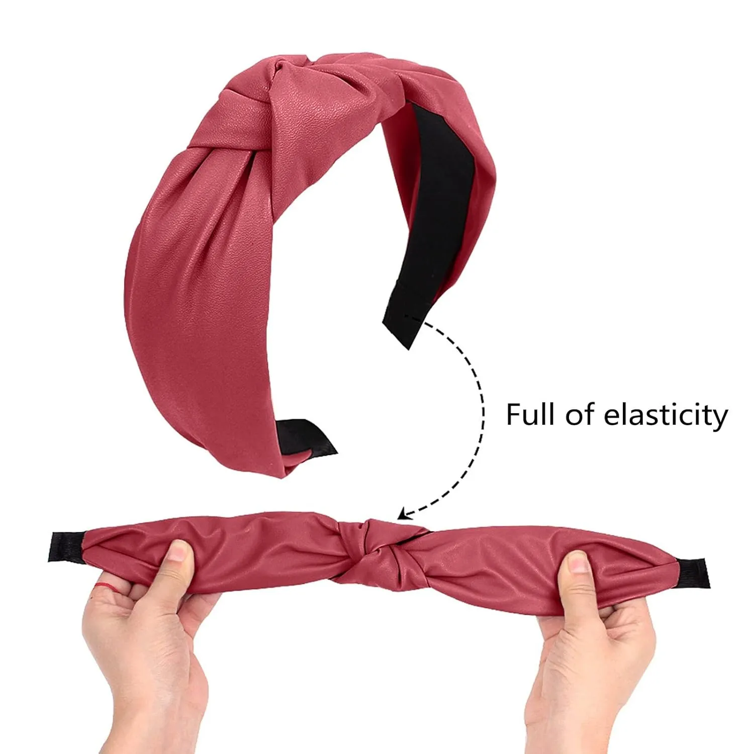 YOLAI Headbands for Women Girls Elastic Head Bands Hair Long Thick Hairband Non Slip Wide Hairhoop (Wine, One Size)