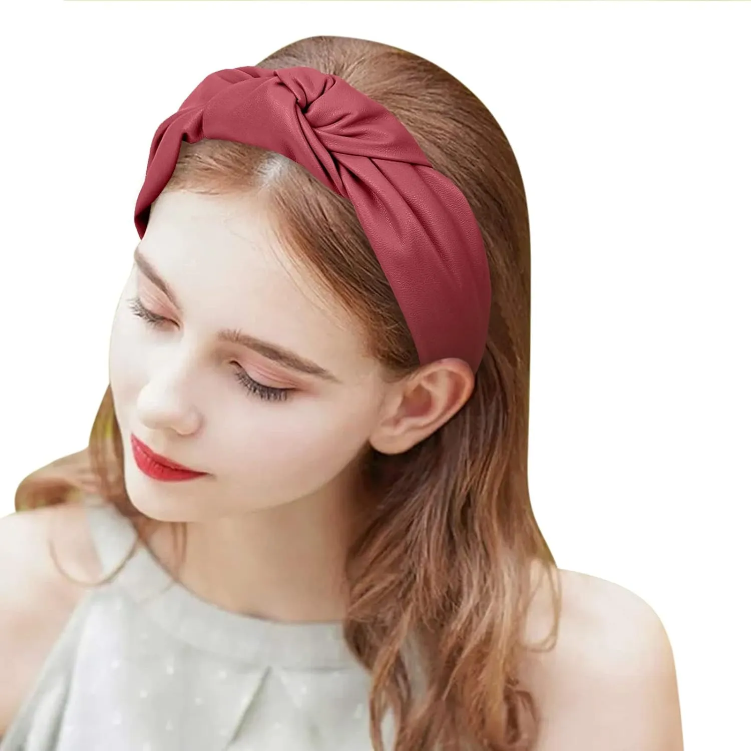 YOLAI Headbands for Women Girls Elastic Head Bands Hair Long Thick Hairband Non Slip Wide Hairhoop (Wine, One Size)