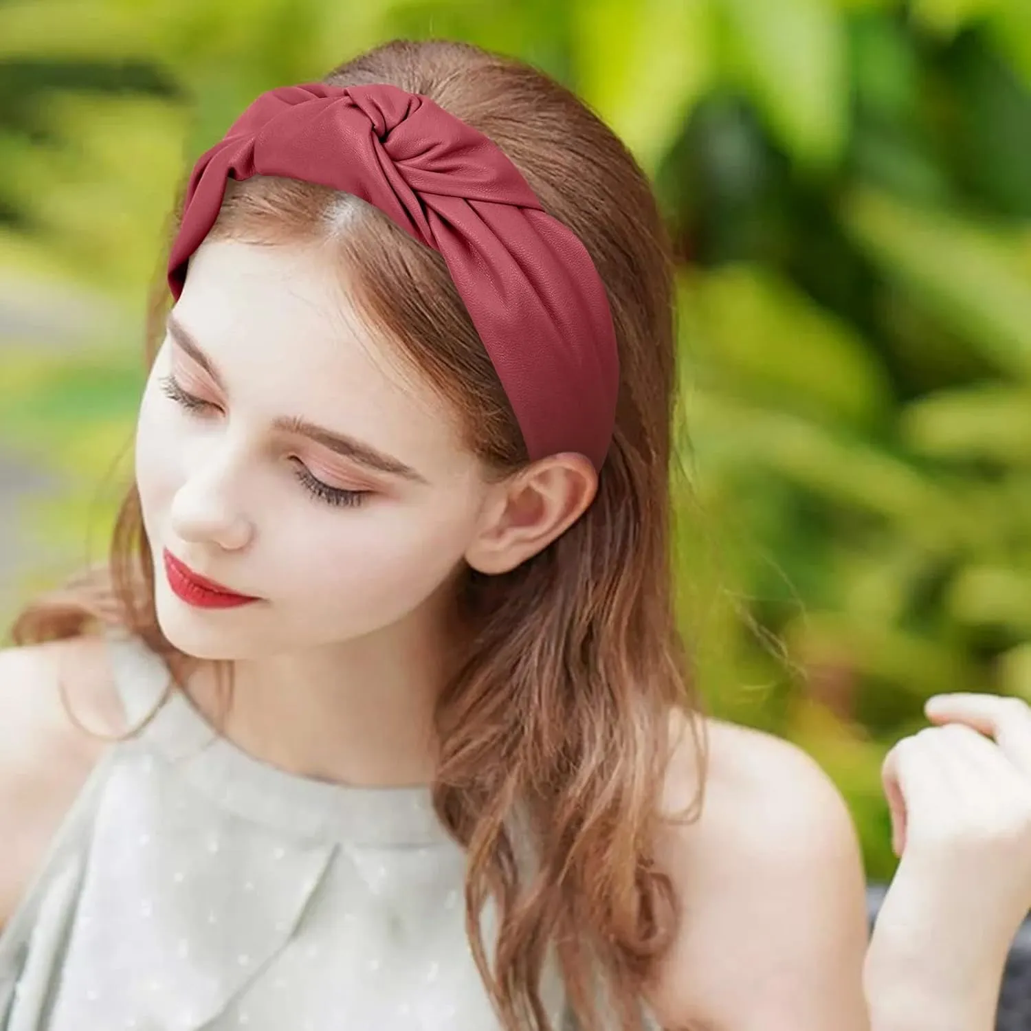 YOLAI Headbands for Women Girls Elastic Head Bands Hair Long Thick Hairband Non Slip Wide Hairhoop (Wine, One Size)