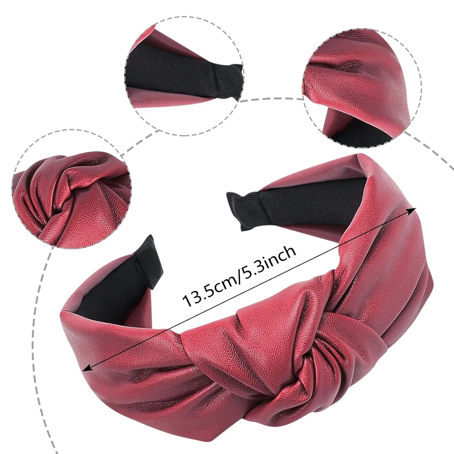 YOLAI Headbands for Women Girls Elastic Head Bands Hair Long Thick Hairband Non Slip Wide Hairhoop (Wine, One Size)