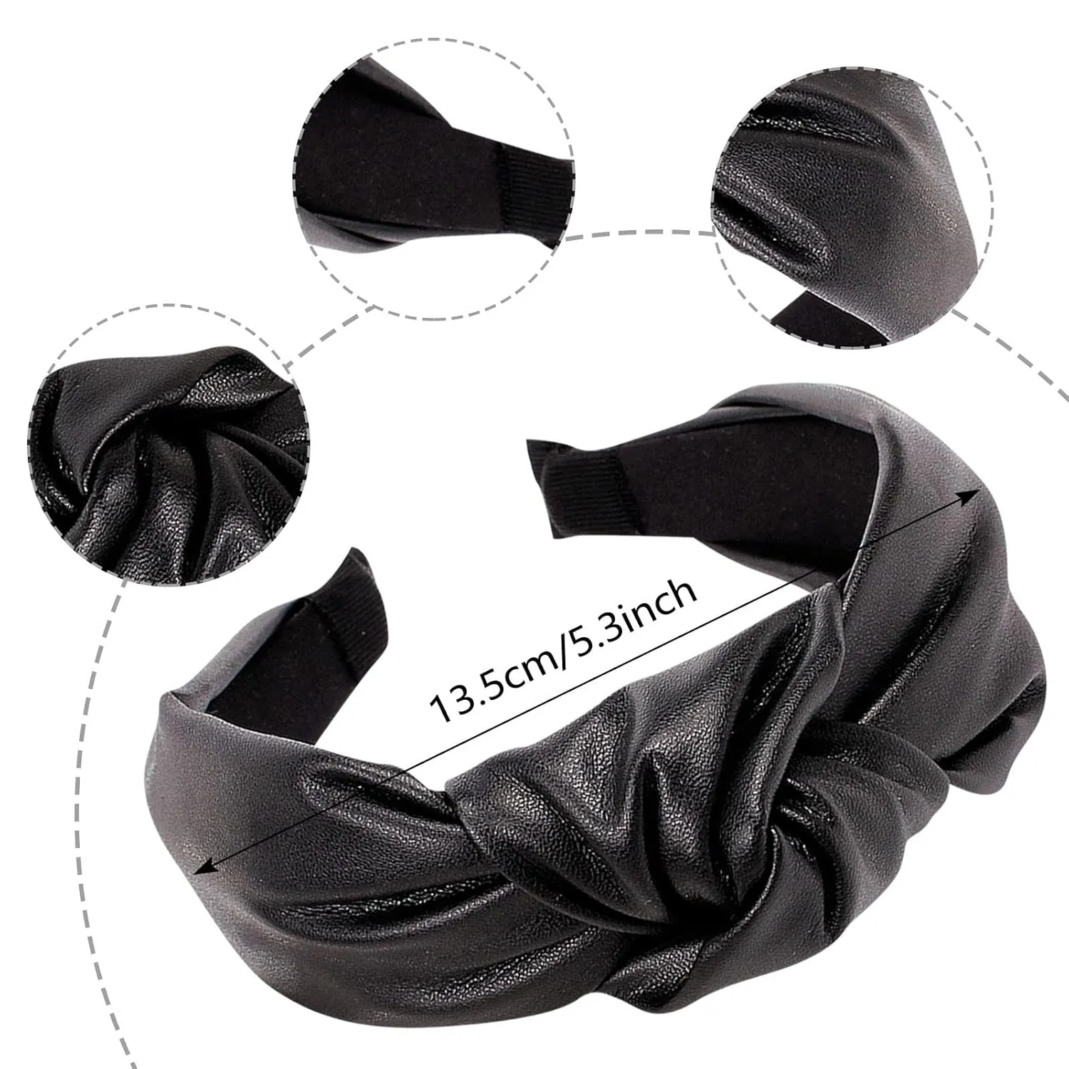 YOLAI Padded Headbands for Women Girls Wide Solid Color Hairbands Hair Hoops Fashion Ladies Hair Band (Black, One Size)