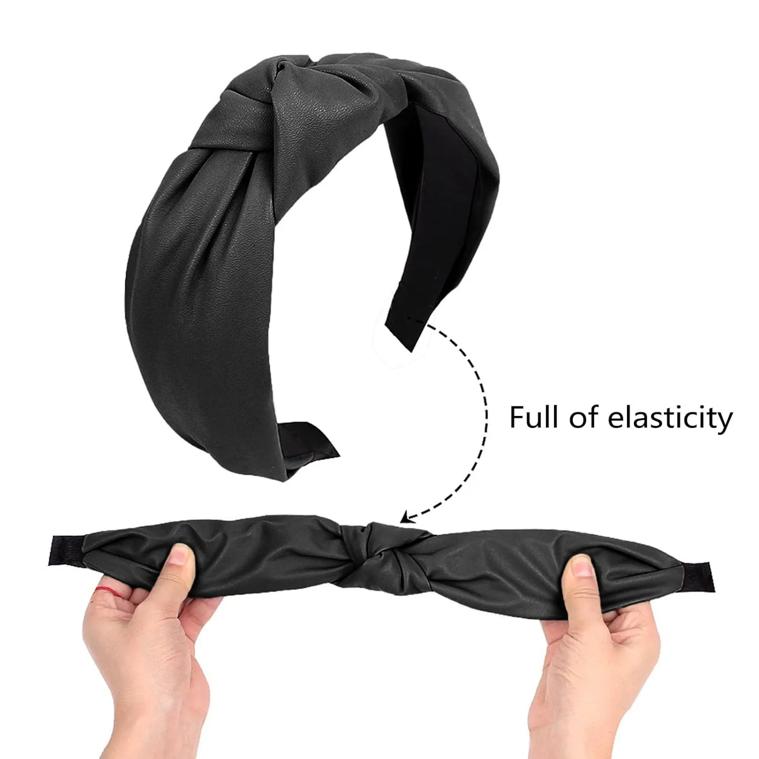 YOLAI Padded Headbands for Women Girls Wide Solid Color Hairbands Hair Hoops Fashion Ladies Hair Band (Black, One Size)