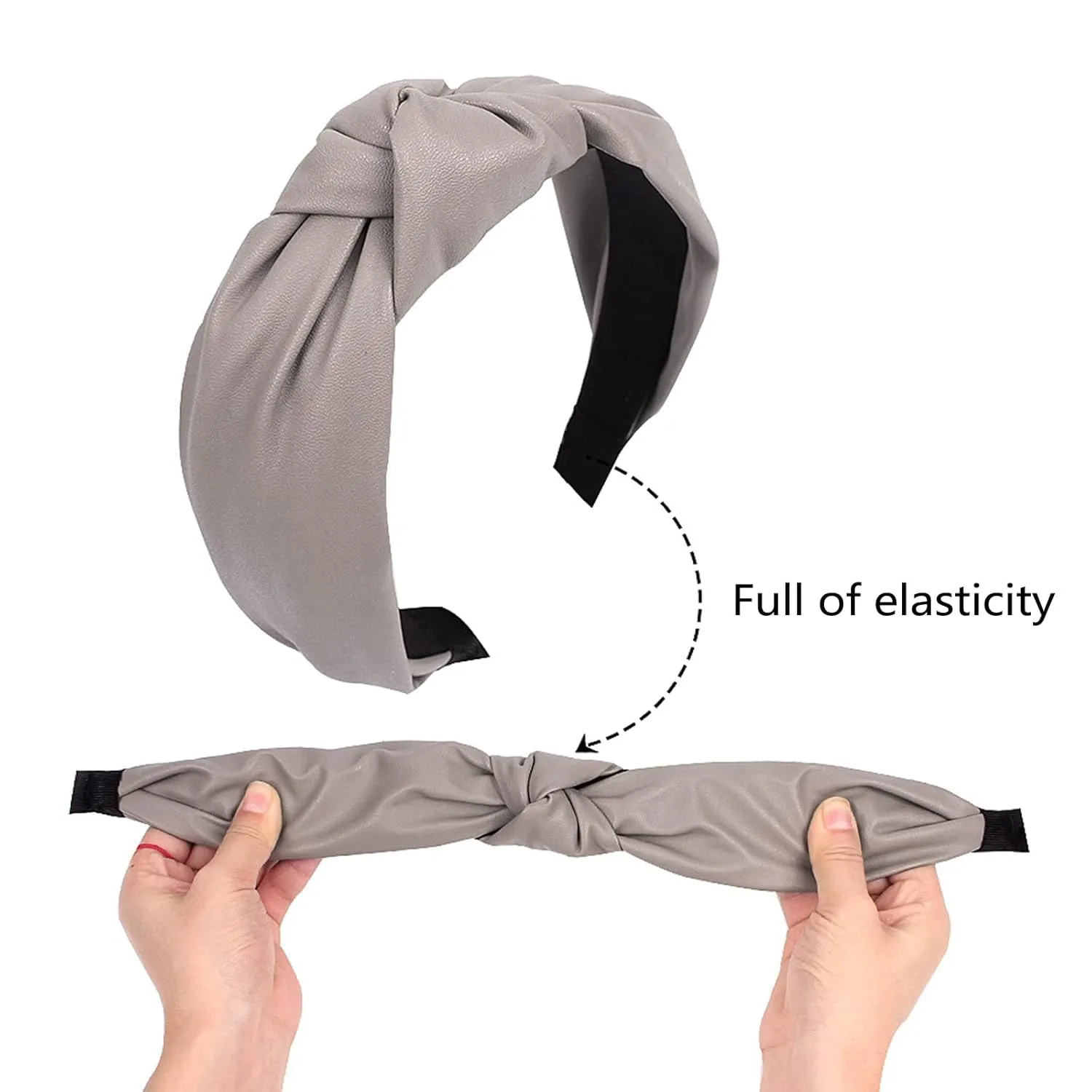 YOLAI Padded Headbands for Women Girls Wide Solid Color Hairbands Hair Hoops Fashion Ladies Hair Band (Grey, One Size)