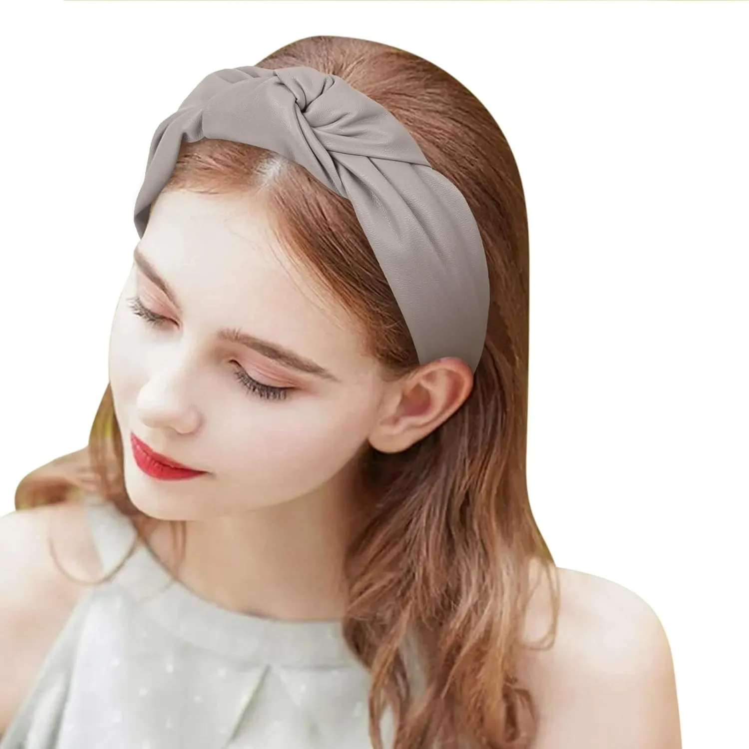 YOLAI Padded Headbands for Women Girls Wide Solid Color Hairbands Hair Hoops Fashion Ladies Hair Band (Grey, One Size)