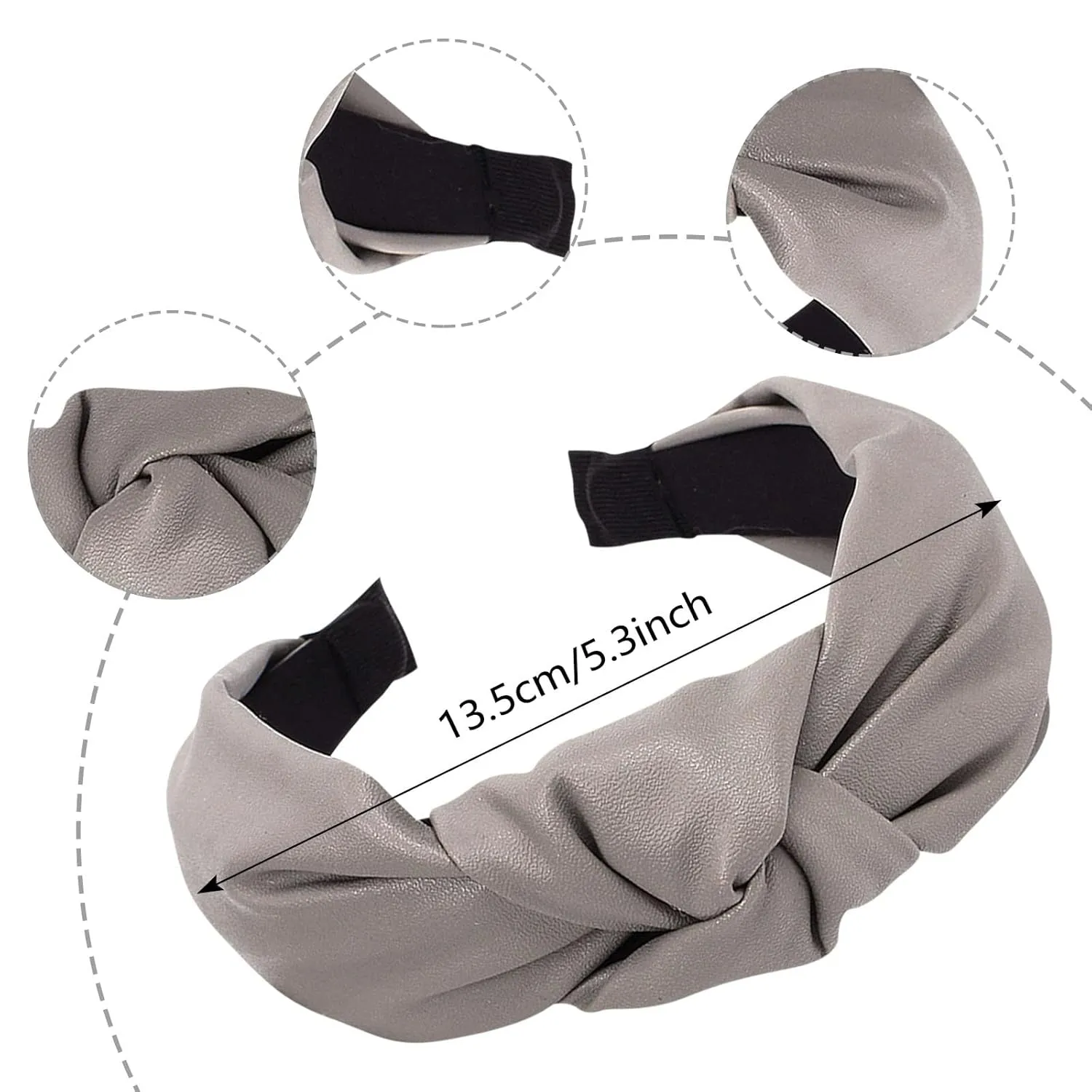 YOLAI Padded Headbands for Women Girls Wide Solid Color Hairbands Hair Hoops Fashion Ladies Hair Band (Grey, One Size)